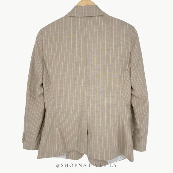 NWT Amour Vert Women’s Slim Tobie Blazer  | Sz Medium | Natural (Tan) Striped - Picture 4 of 14